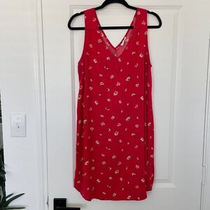 GAP Red Floral Sleeveless Shift Dress – Lightweight, Size Large
